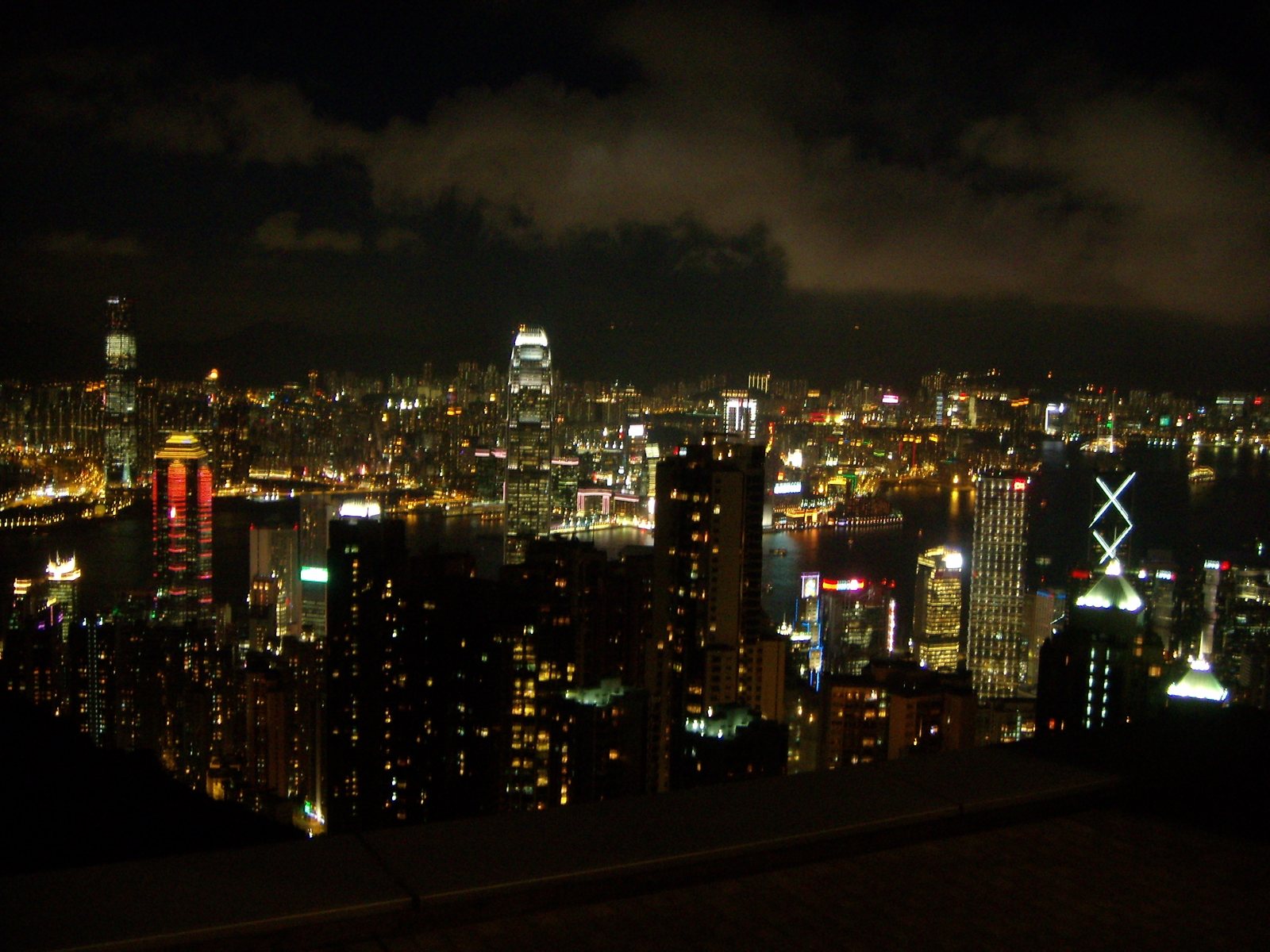 Nighttime view of Hong Kong from the Sky Terrace at Victoria’s Peak.