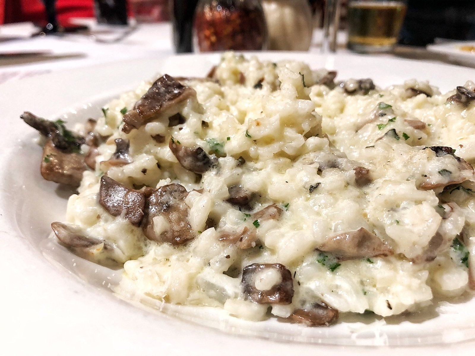 This creamy risotto con funghi is made completely vegetarian, without any chicken or beef stock.