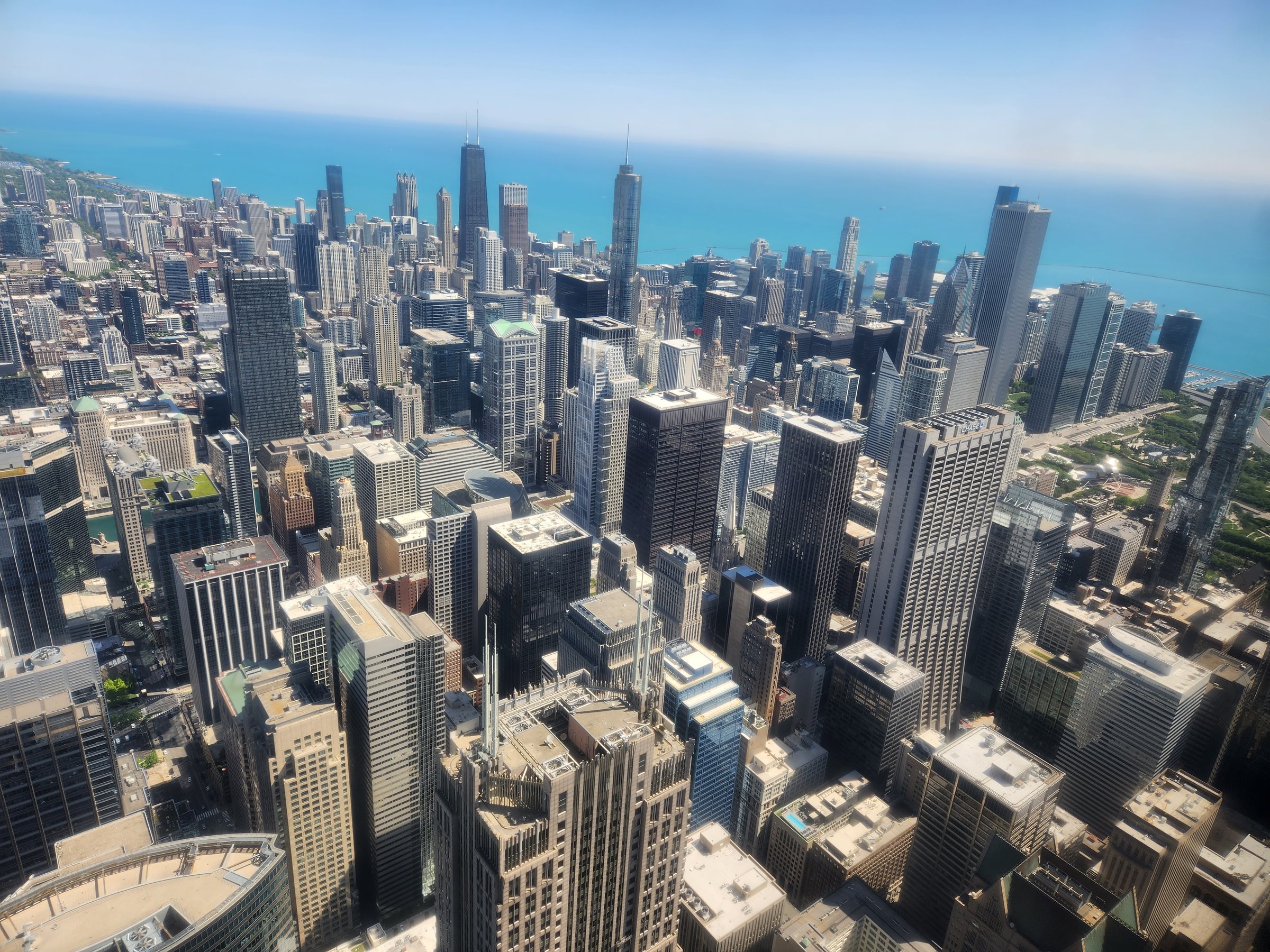 View of Chicago and Lake Michigan from Willis Tower 