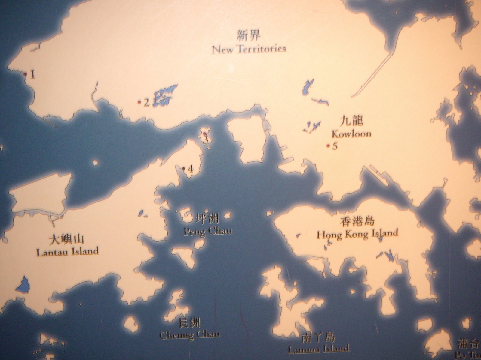 Photo taken of a map inside the Hong Kong Museum of History, Kowloon